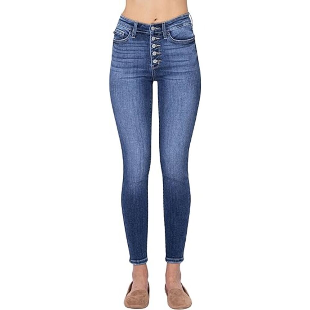 Judy Blue High Rise Button Fly Skinny Fit Stretch Denim Jeans Women's Size 16W‎